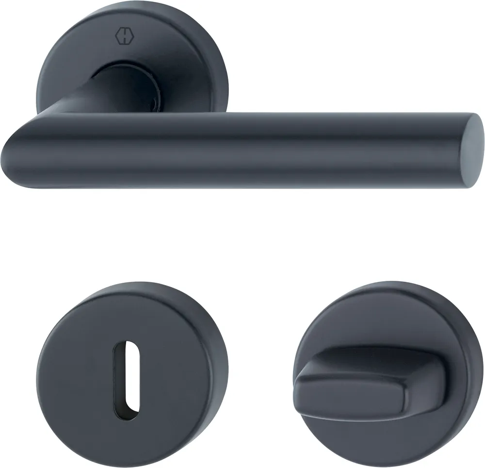 Abbildung des Türbeschlags Hoppe Amsterdam, Edelstahl schwarz matt, runder Griff