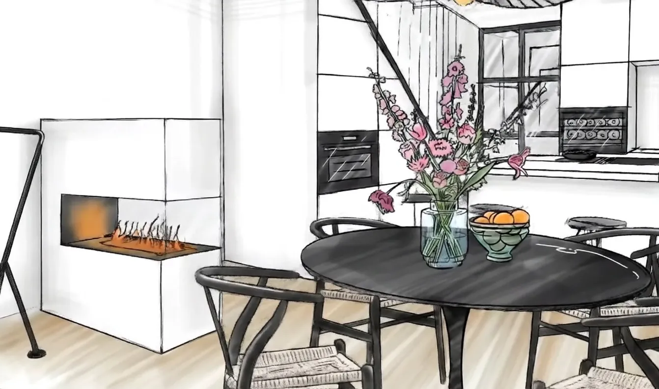 Frame 6 der Skizze der Küche eines Townhouses