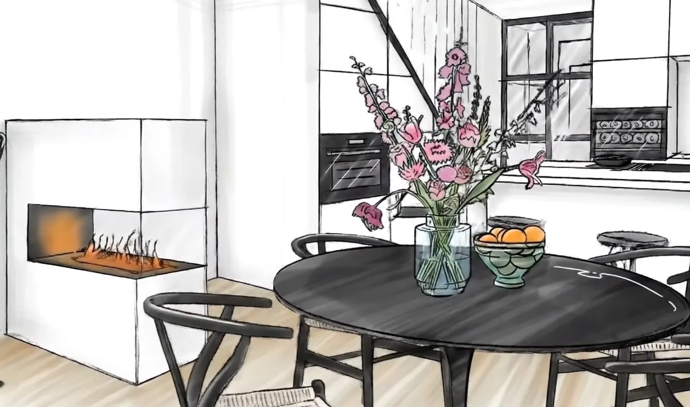 Frame 7 der Skizze der Küche eines Townhouses