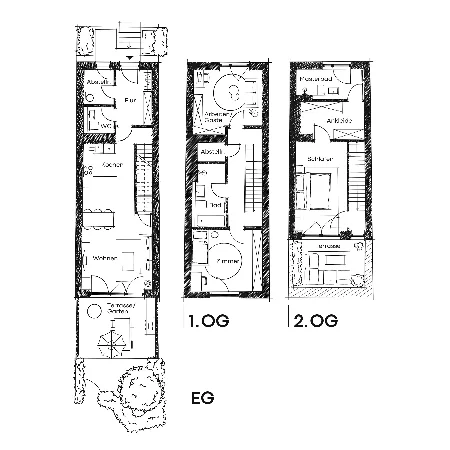 Grundrisse eines Townhouses. Variante 2.