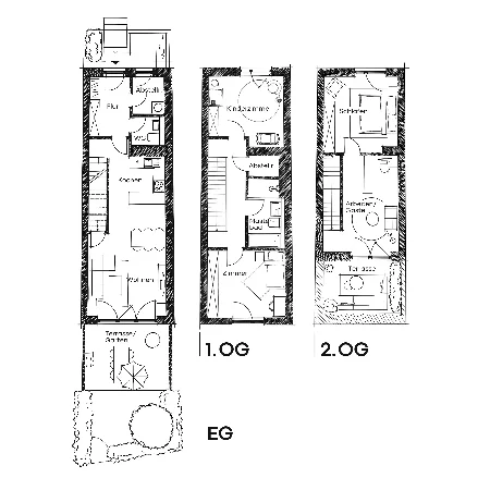Grundrisse eines Townhouses. Variante 3.