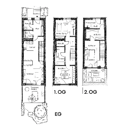Grundrisse eines Townhouses. Variante 2.