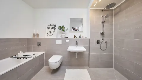 Badezimmer des Musterhauses in UP TOWN Houses.