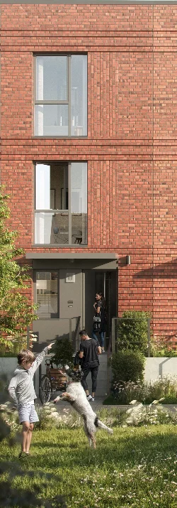 Visualisierung eines Townhouses in der Eingangssituation.